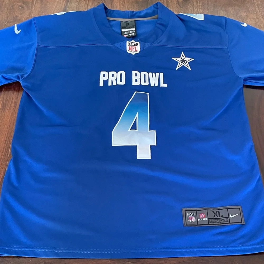 Nike Dallas Cowboys Dak Prescott Royal Blue 2018 Pro Bowl #4 Jersey Youth XL